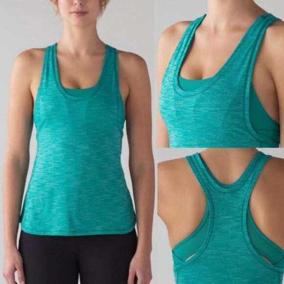 Lululemon Glide and Stride TankHeathered Viridian Green / Viridian Green‎ size 4 - Picture 2 of 10